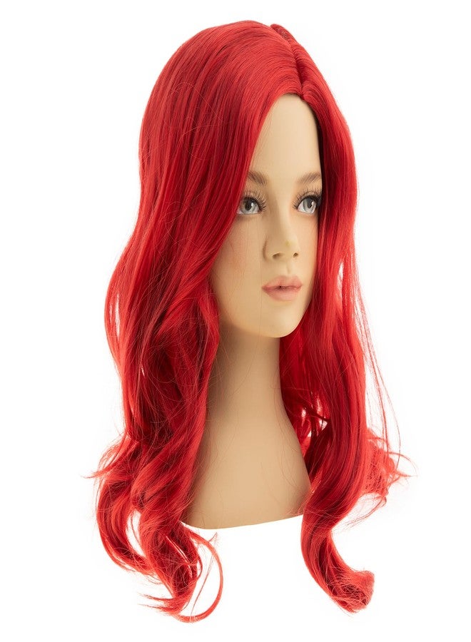 Dsimeig Kids Wig Red Long Wavy Side Part Synthetic Halloween Cosplay Hair Wig with Hair Clip - Image 3